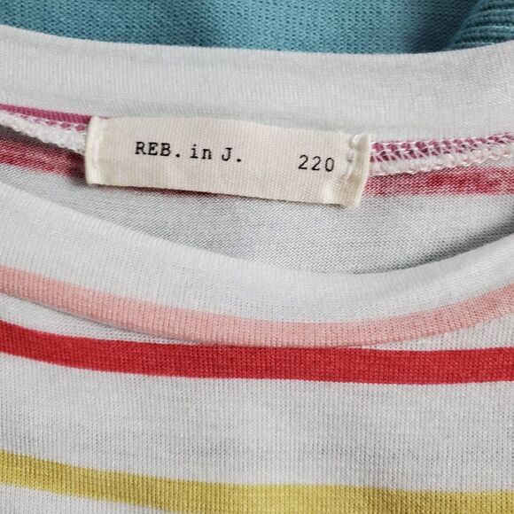 REB in J Women’s Striped Short Sleeve Pocket Tee Medium Made in USA - Picture 5 of 7